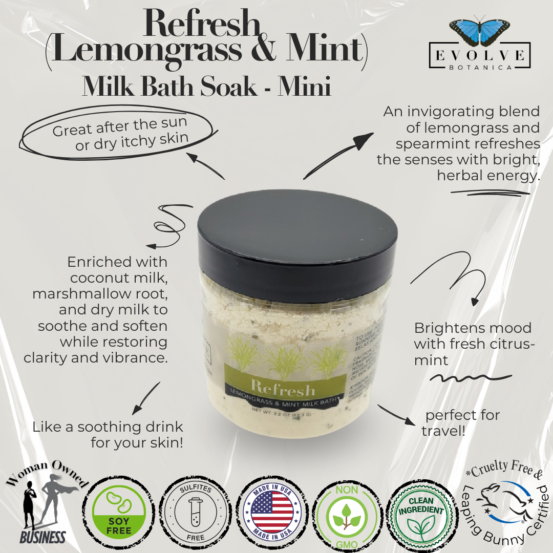 Milk Bath - Refresh (Lemongrass & Mint) Mini by Evolve Botanica Co