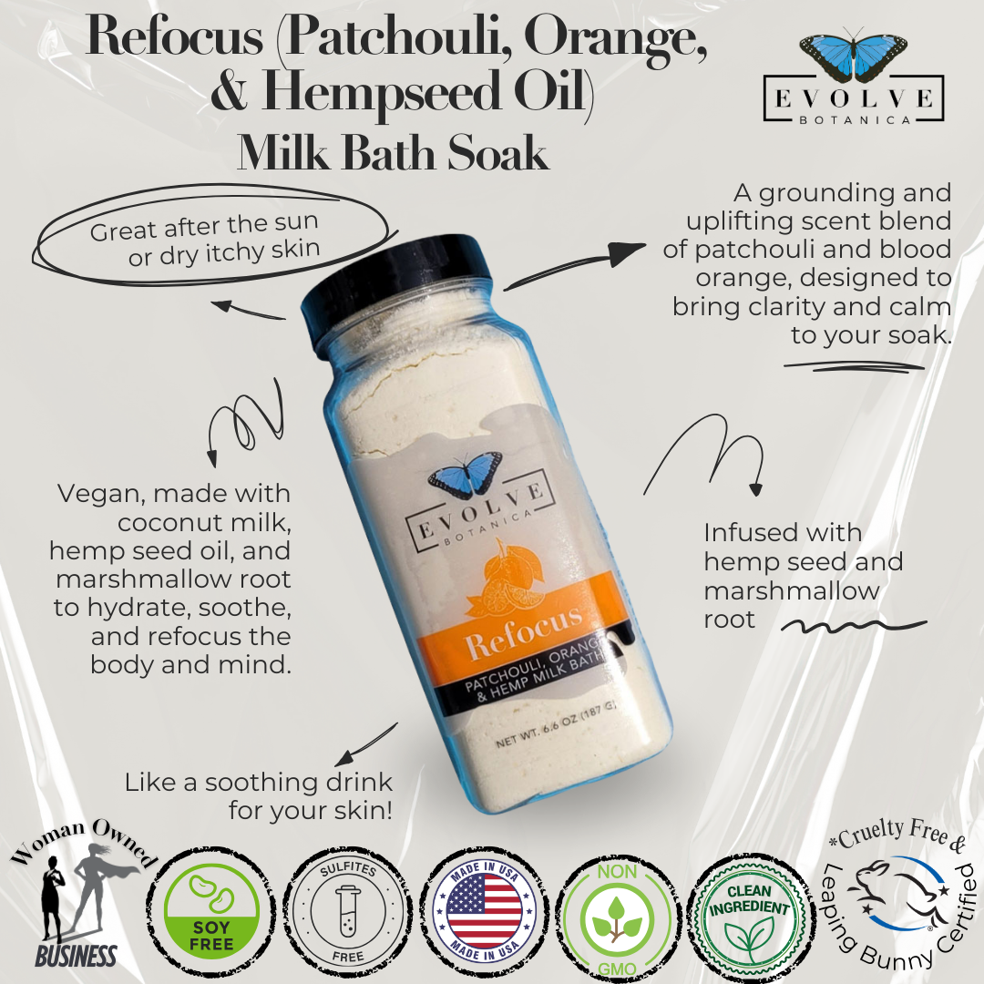 Milk Bath - Refocus (Patchouli, Orange, & Hempseed Oil) by Evolve Botanica Co