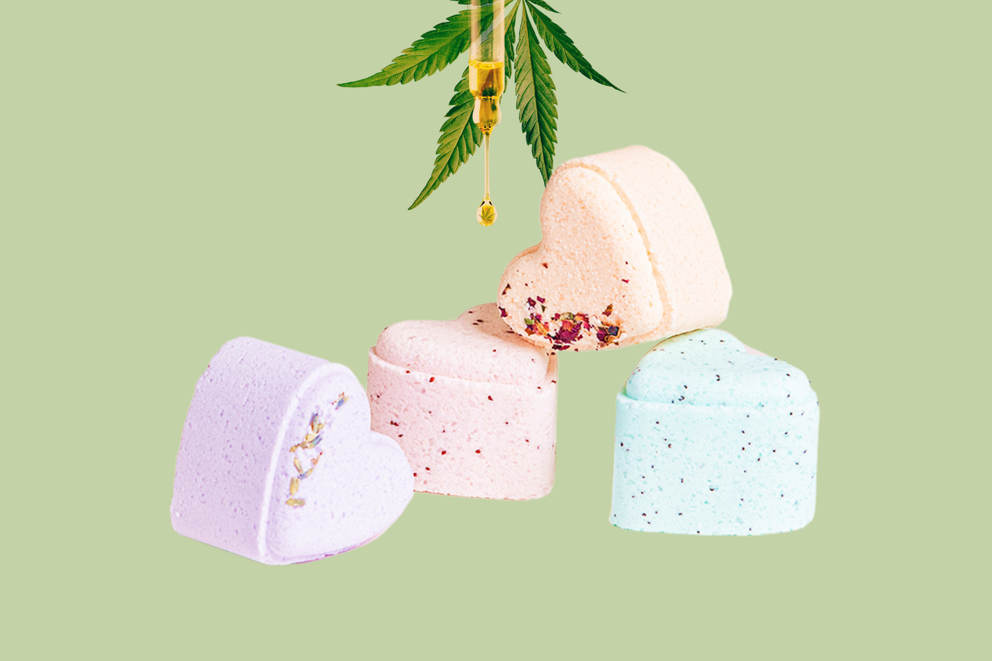 CBD -  5 Hearts Shaped Shower Steamers/ fizzies with CBD - in a Gift Box - Can be personalized. (THC free) by Lizush