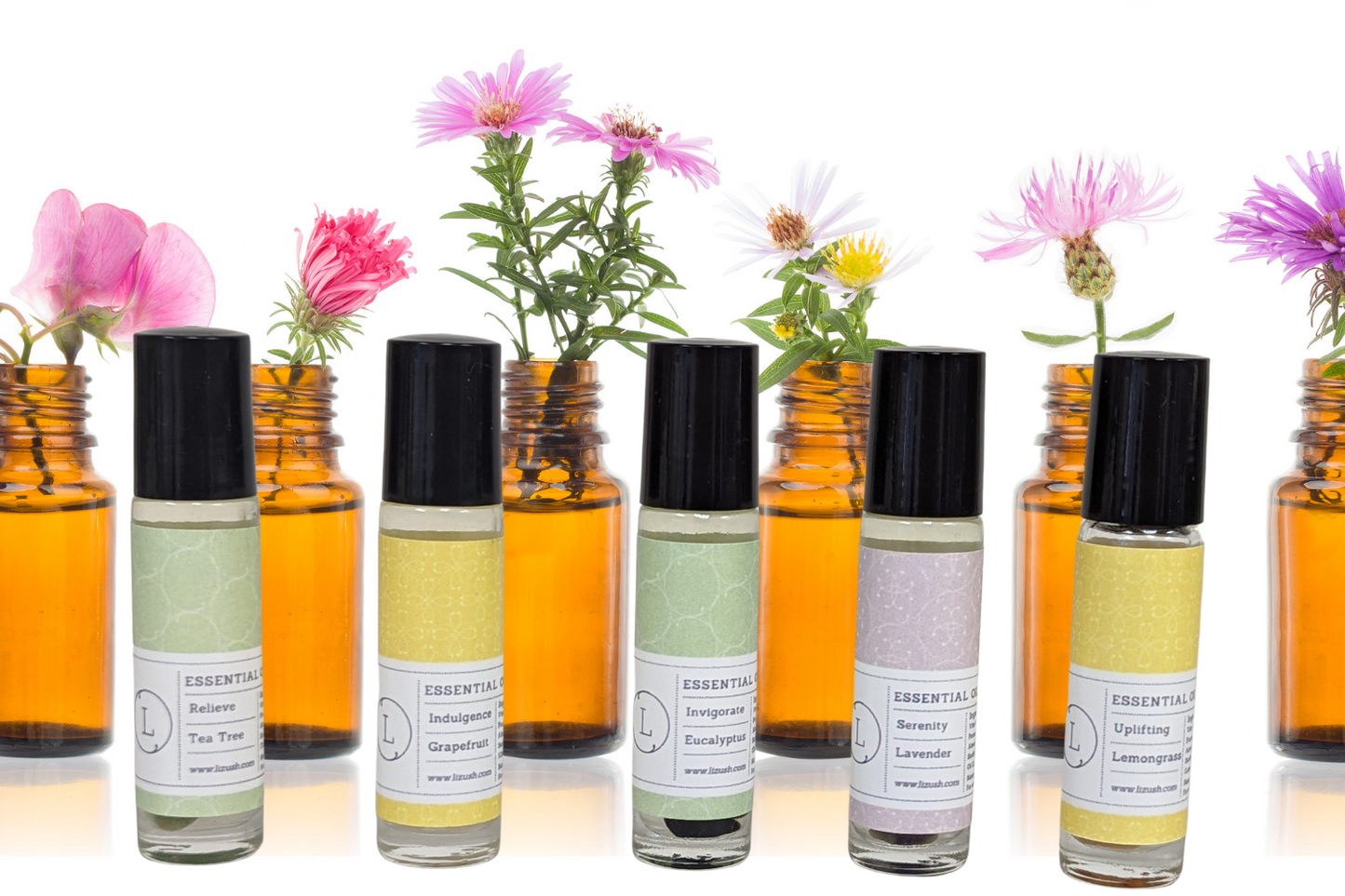 CBD Essential Oils Roll-On set with Crystals and CBD (THC free) by Lizush